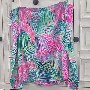 Lilly Pulitzer Adira Off Shoulder Top SZ Medium Scarlet Macaw Silk Blend